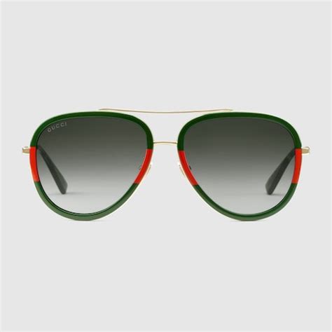 gucci aviators192451m13302201|Green & Red Web Aviator Sunglasses .